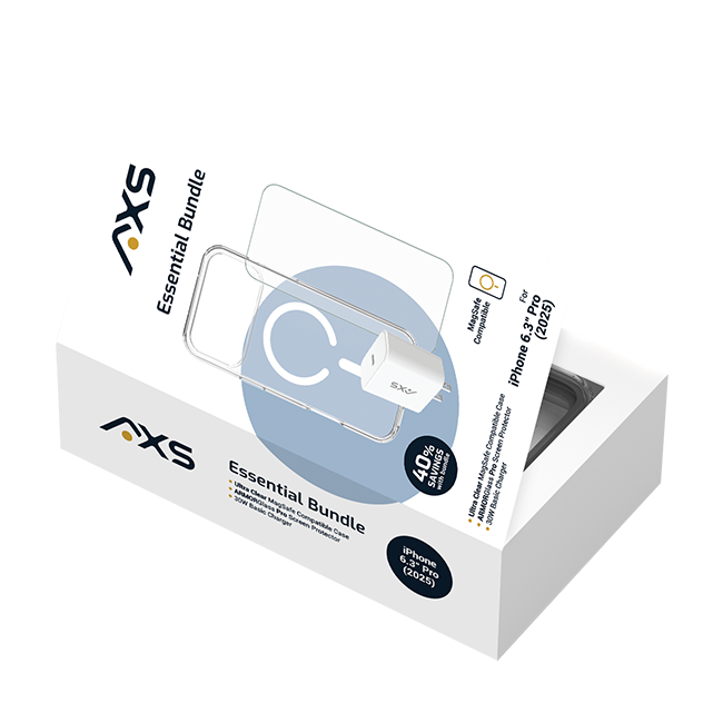 Estuche AXS Ultra + Protector para pantalla Armorglass Pro + Cargador básico de 30 W para el iPhone 17 Pro