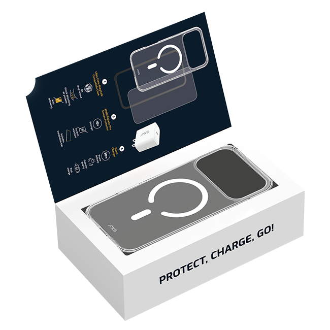 Estuche AXS Ultra + Protector para pantalla Armorglass Pro + Cargador básico de 30 W para el iPhone 17 Pro