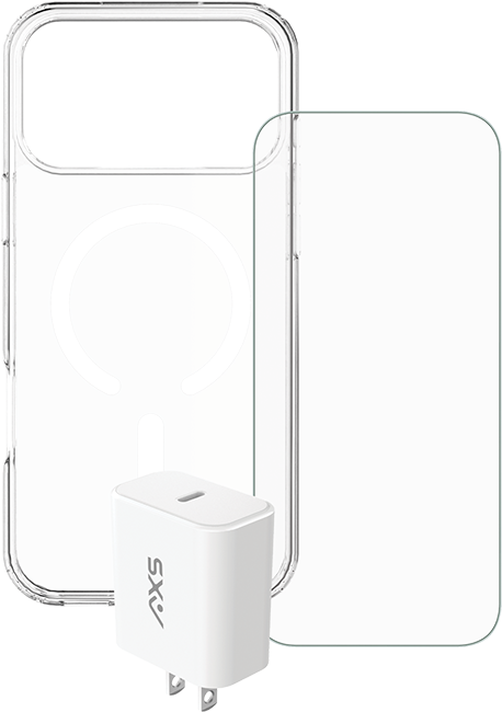 Estuche AXS Ultra + Protector para pantalla Armorglass Pro + Cargador básico de 30 W para el iPhone 17 Pro