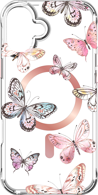 Estuche Karma by Body Glove Pink Butterflies con Magsafe para iPhone 16 Plus