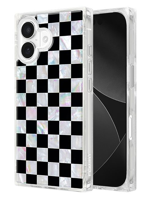 FLAUNT SQUARE Mother of Pearl Checkered MagSafe Case - iPhone 17