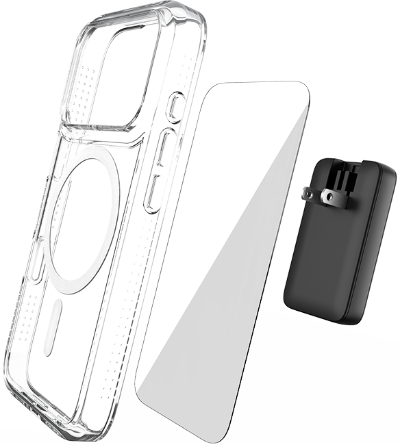 Paquete Matter 3 en 1 de estuche, protector para pantalla y cargador de 45 W para el iPhone 17 Pro Max