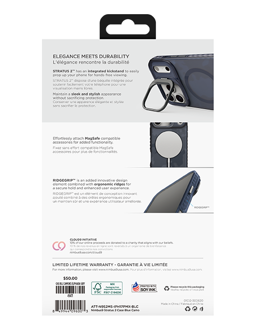 Estuche Nimbus9 Stratus Camo con MagSafe y pie de apoyo para el iPhone 17 Pro Max