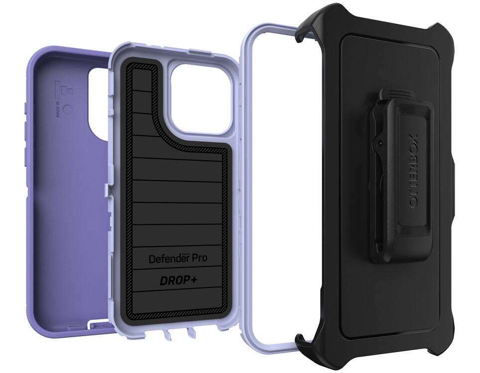 Custodia Antishock Pollicarbonato Custodia OtterBox Defender Serie Pro Con Fondina Per IPhone 15 Pro Max - Viola, Massima Protezione Custodia Con Cinturino Per Cellulare