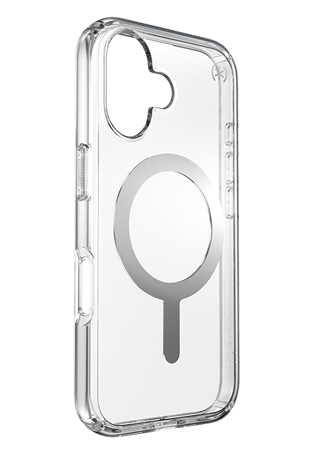 Estuche Speck Presidio Perfect-Clear con Chrome MagSafe para iPhone 16