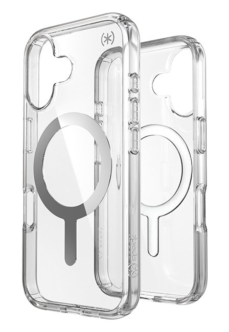 Estuche Speck Presidio Perfect-Clear con Chrome MagSafe para iPhone 16