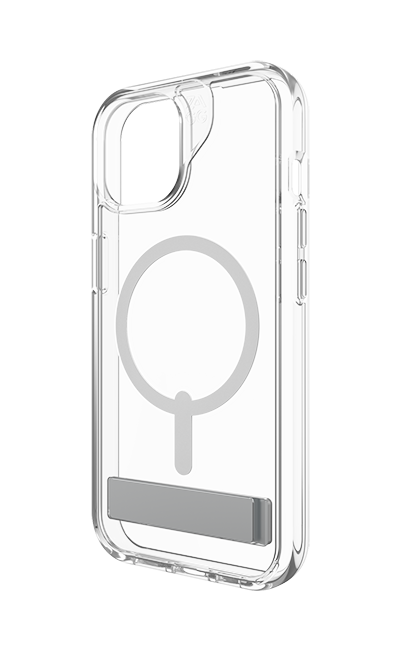 Estuche Zagg Crystal Palace Snap con pie de apoyo y Magsafe para el iPhone 16e/15/14/13