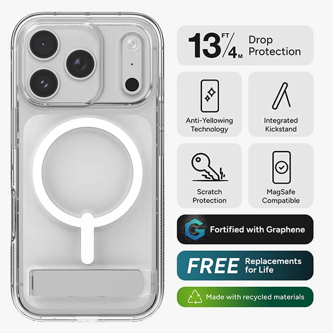 ZAGG Crystal Palace Snap Case with Kickstand - iPhone 18 Pro/17 Pro