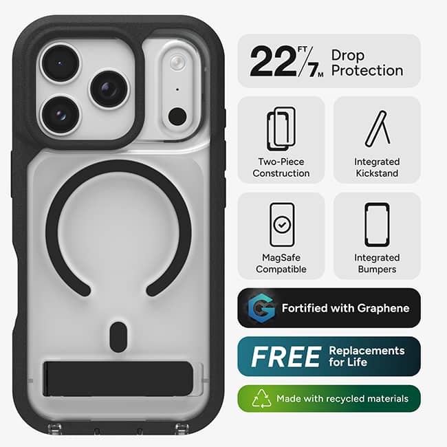 ZAGG Rainier Smoke Snap Case with Kickstand - iPhone 18 Pro/17 Pro