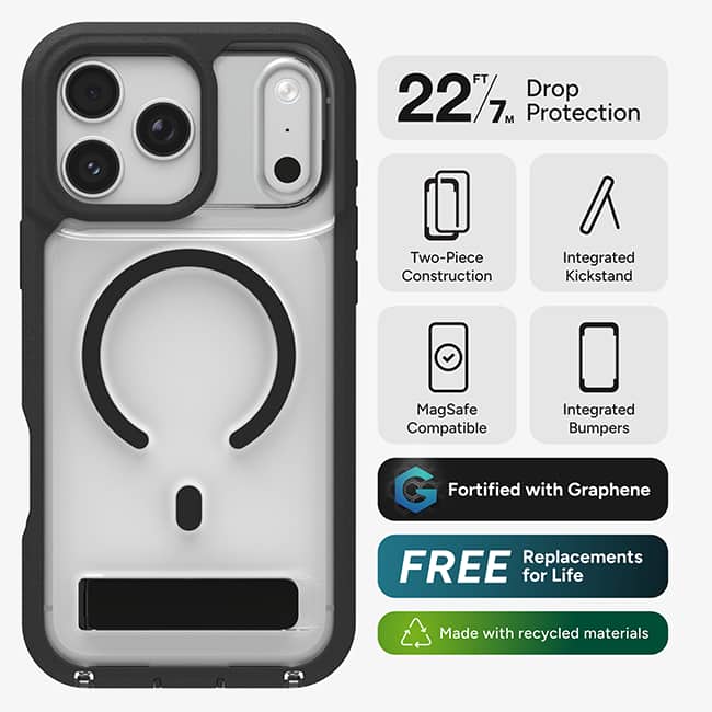 ZAGG Rainier Smoke Snap Case with Kickstand - iPhone 18 Pro Max/17 Pro Max