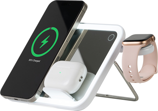 Espejo con luz y estación de carga 3 EN 1 AT&T Essentials