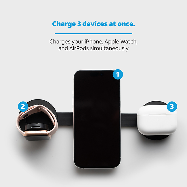 AT&T Essentials 3-IN-1 Folding Wireless Magnetic Travel Pad