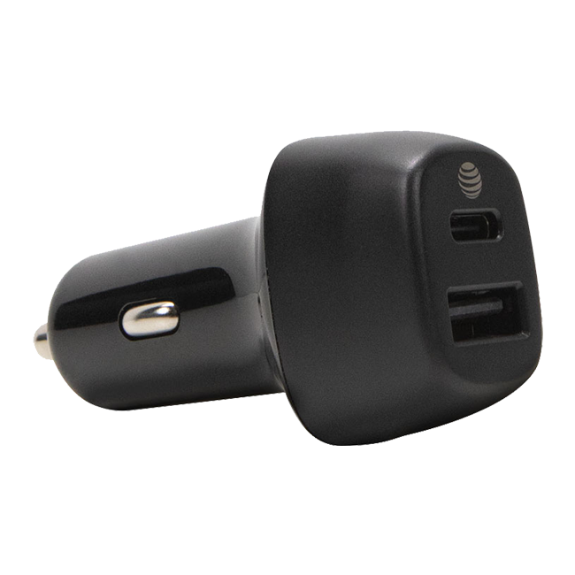AT&T Essentials 32W Dual Port (Type C + USBA) Bullet Car Charger