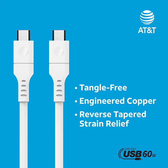 Cable USB C a tipo C AT&T Essentials de 8 pies