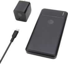 Artículos de carga básicos AT&T Essentials (paquete de cargador de pared, cable y batería portátil)