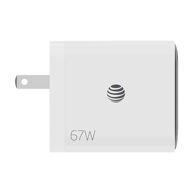 AT&T Essentials Multi Port 67W GaN Wall Charger with LED Display (2 USBC + 1 USBA)