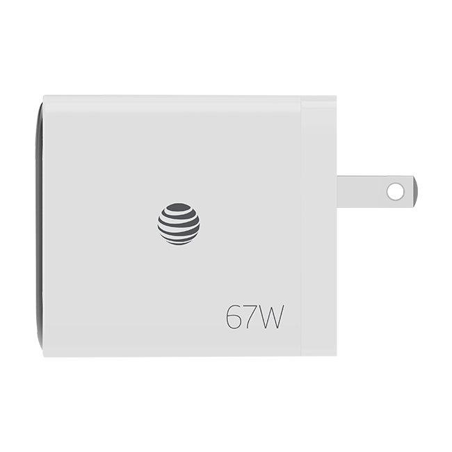 AT&T Essentials Multi Port 67W GaN Wall Charger with LED Display (2 USBC + 1 USBA)