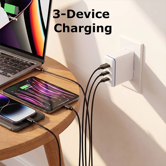 AT&T 100W Tri Port with 2 USB C + USB A Wall Charger