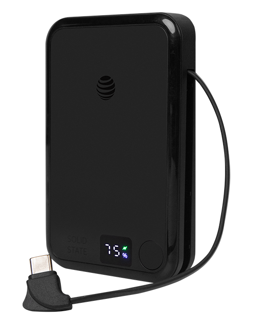 AT&T 10K Semi Solid Power Bank Wireless Charger with Cable