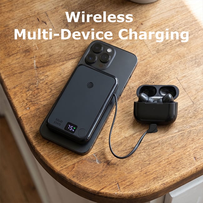 AT&T 10K Semi Solid Power Bank Wireless Charger with Type C Cable