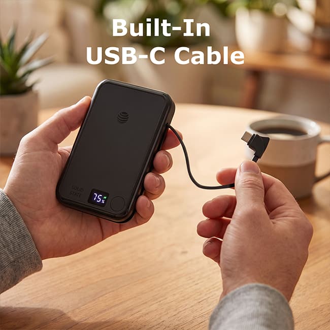 AT&T 10K Semi Solid Power Bank Wireless Charger with Type C Cable
