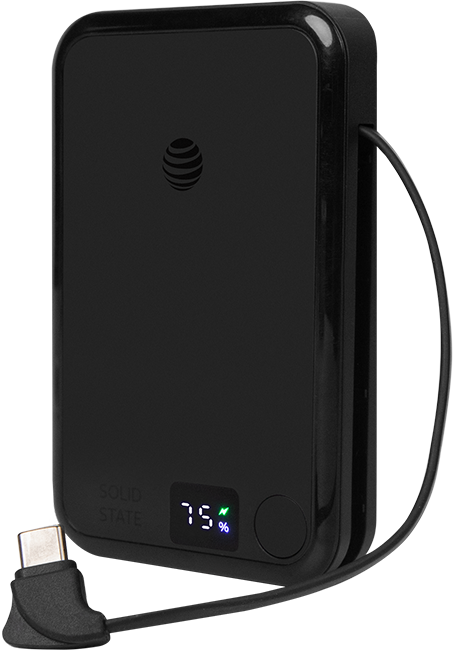 AT&T 10K Semi Solid Power Bank Wireless Charger with Type C Cable
