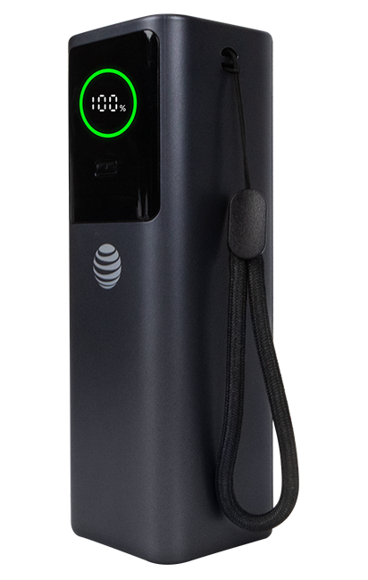 AT&T 25KMAH Power Bank with Retractable Cable 100W