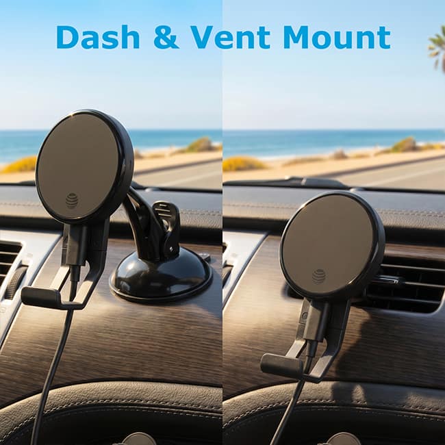 AT&T 25W Wireless Magnetic Dash and Vent Car Dock
