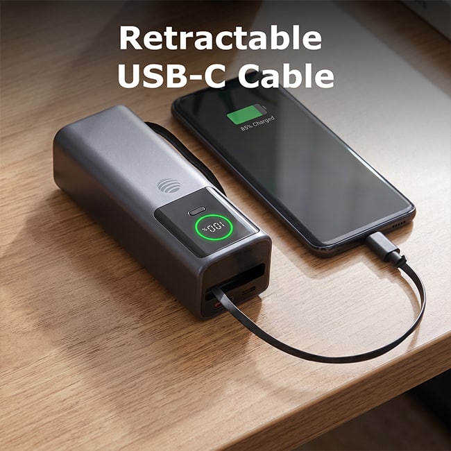 AT&T 3-in-1 Laptop Power Bank with Retractable Cable 100W 25KMAH