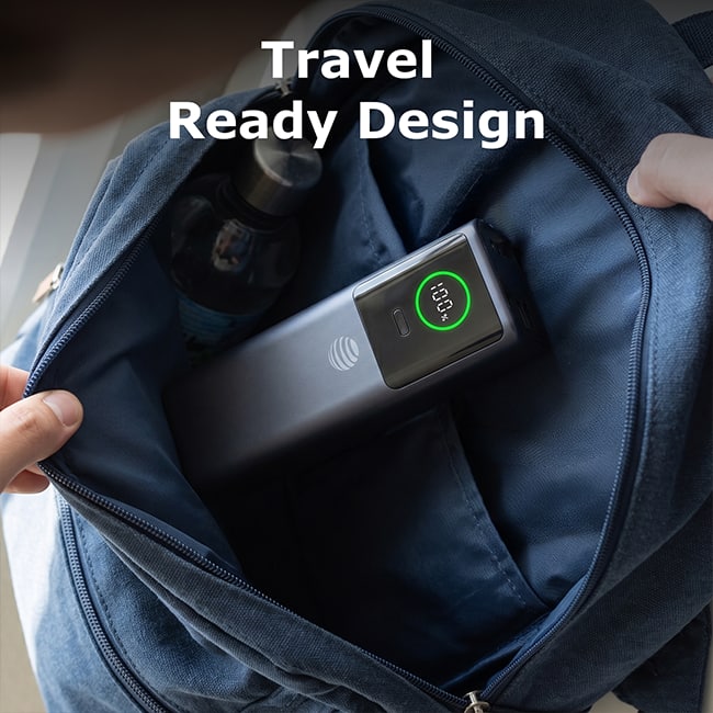 AT&T 3-in-1 Laptop Power Bank with Retractable Cable 100W 25KMAH