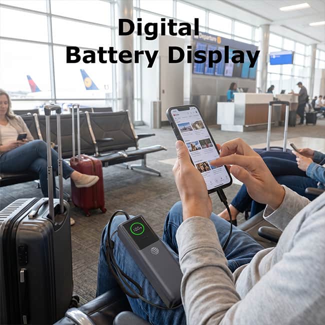 AT&T 3-in-1 Laptop Power Bank with Retractable Cable 100W 25KMAH