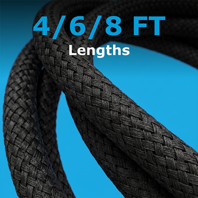 AT&T 3 Pack Braided Type C to C 2.0 Cables - 4 ft 6 ft 8 ft