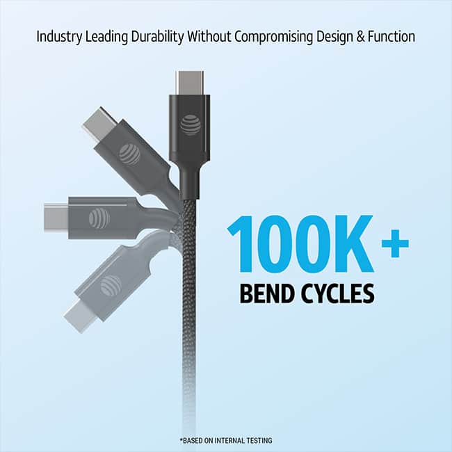 AT&T 3 Pack Braided Type C to C 2.0 Cables - 4 ft 6 ft 8 ft