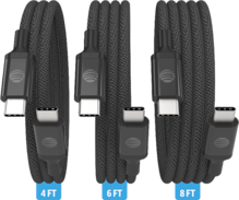 3 Pack Braided Type C to C 2.0 Cables - 4 ft 6 ft 8 ft