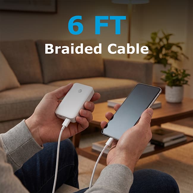 AT&T 45W Dual Port Slim Bundle with 6 ft Braided C Cable