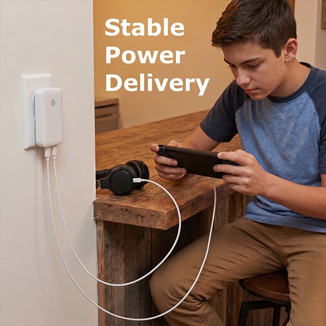 AT&T 45W Dual Port Slim Bundle with 6 ft Braided C Cable