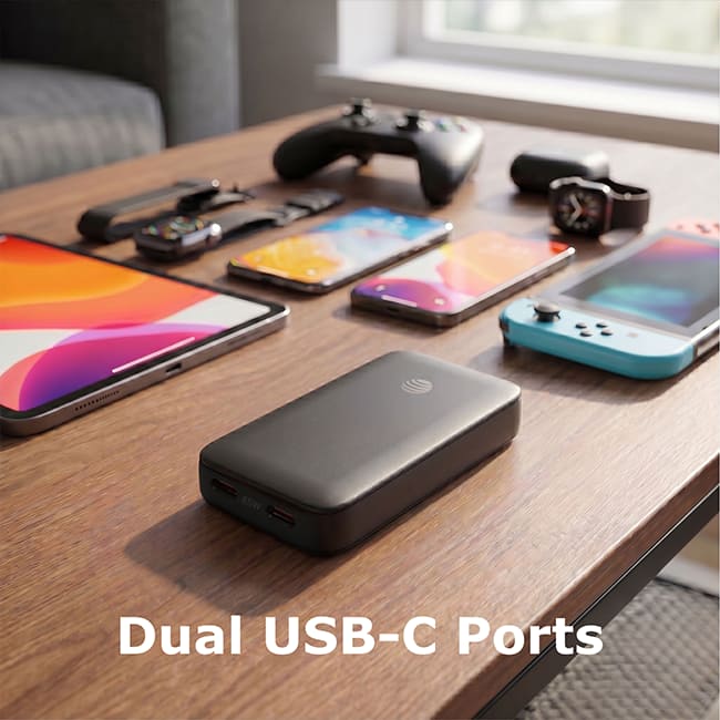 AT&T 45W Dual Port Slim Bundle with 6 ft Braided C Cable