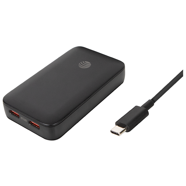 AT&T 45W Dual Port Slim Bundle with 6 ft Braided C Cable