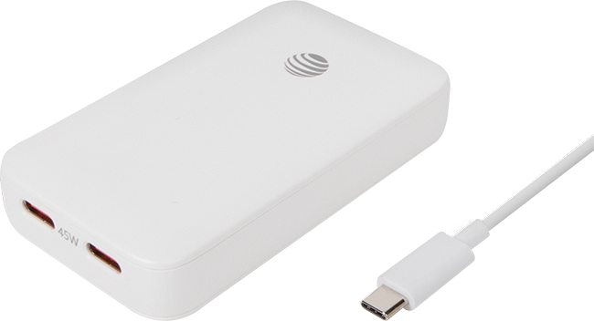 AT&T 45W Dual Port Slim Bundle with 6 ft Braided C Cable