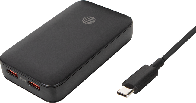 AT&T 45W Dual Port Slim Bundle with 6 ft Braided C Cable