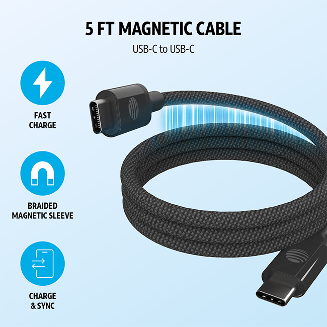 AT&T 5ft Magnetic Type C Cable - Black  (Product view 2)