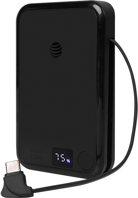AT&T 5K Semi Solid Power Bank with Apple and Samsung Watch Charging + Type C Cable