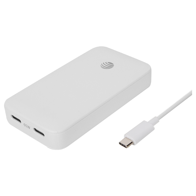 AT&T 65W Dual Port Slim Bundle with 6 ft Braided C Cable