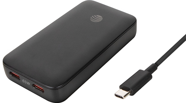 AT&T 65W Dual Port Slim Bundle with 6 ft Braided C Cable