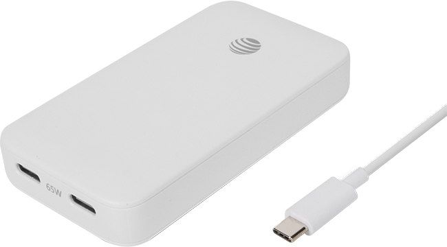 AT&T 65W Dual Port Slim Bundle with 6 ft Braided C Cable