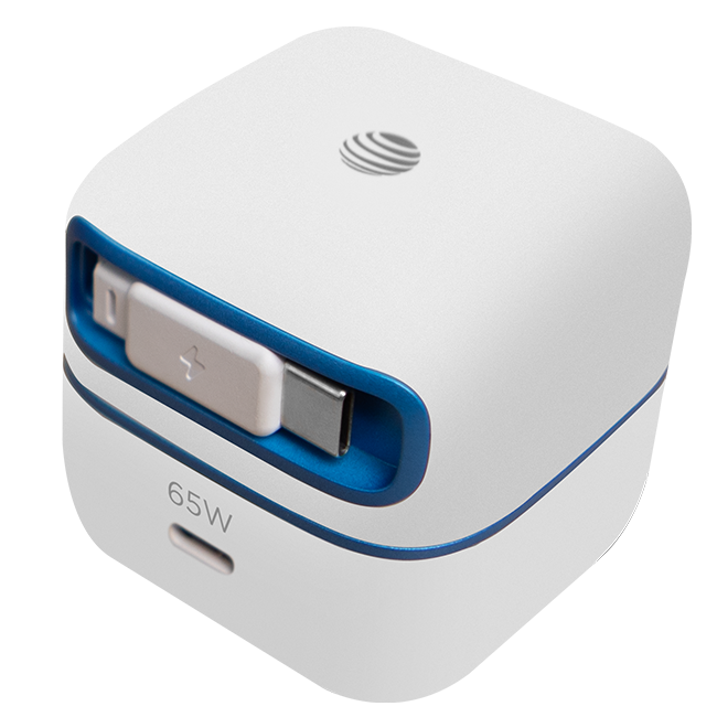 Cargador de pared AT&T de 65 W con cable retráctil