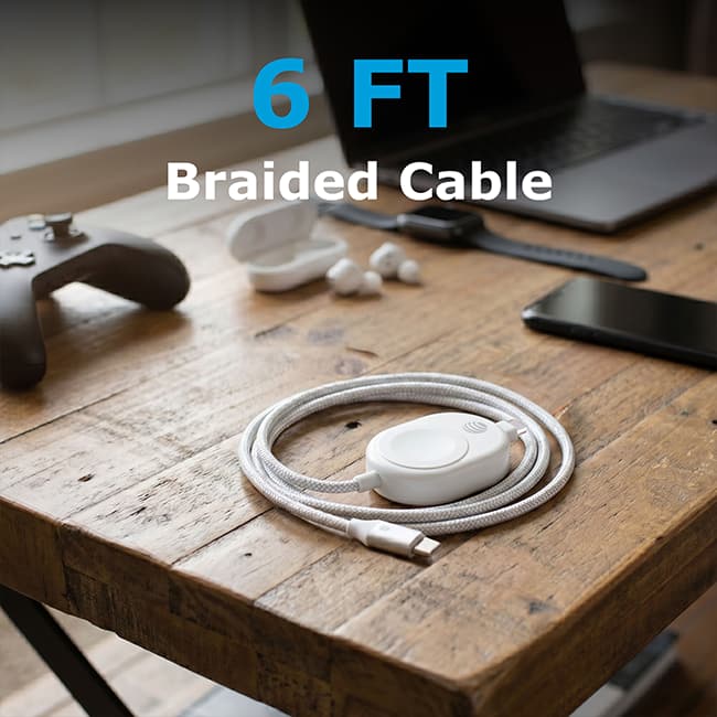 AT&T Apple and Samsung Watch Charger with braided USB-C Cable