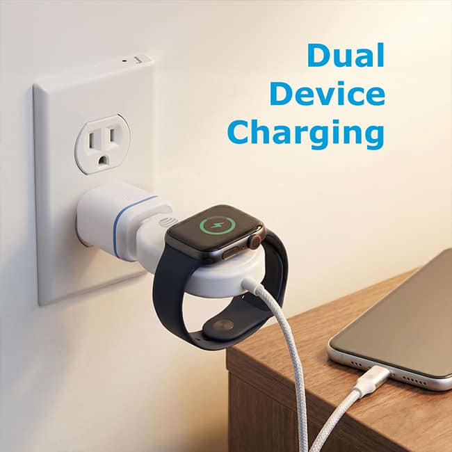 AT&T Apple and Samsung Watch Charger with braided USB-C Cable