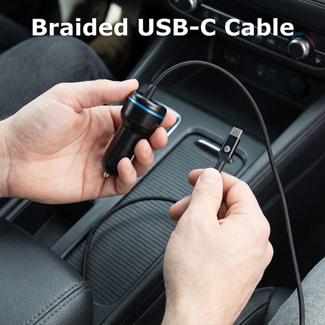 AT&T Captive Cable Car Charger 80W with USB-C Port