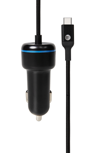 AT&T Captive Cable Car Charger 80W with USB-C Port